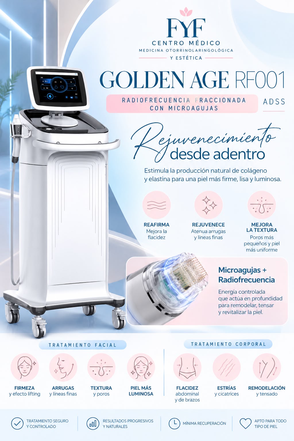 Equipo Golden Age RF001 de microneedling con radiofrecuencia